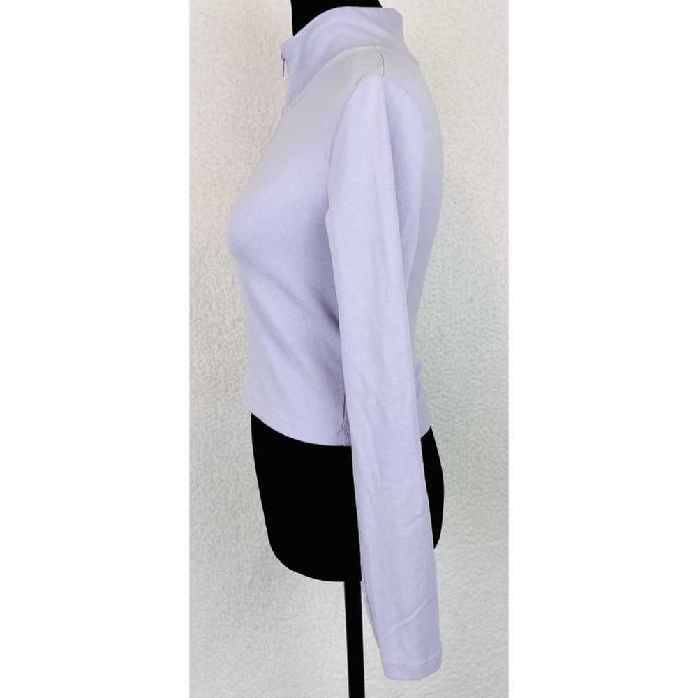 SUNDAY BEST • Aritzia Lavender Mock-Neck Half-Zip Crop Long Sleeve Jacket Top, S - Picture 9 of 16